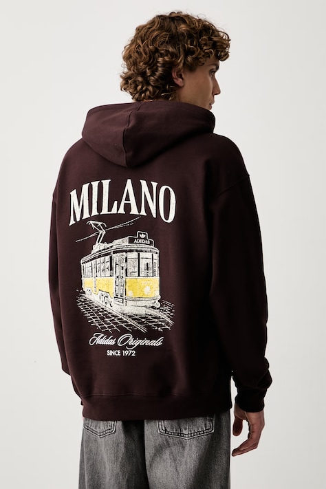 adidas Originals oversize mikina pánska s bavlnou Milan hnedá LG9394