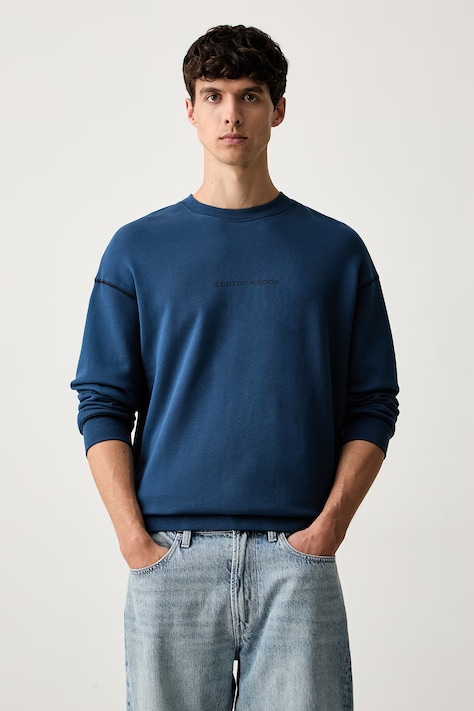 Scotch & Soda bluza z kapturem męska bawełniana niebieska 183594