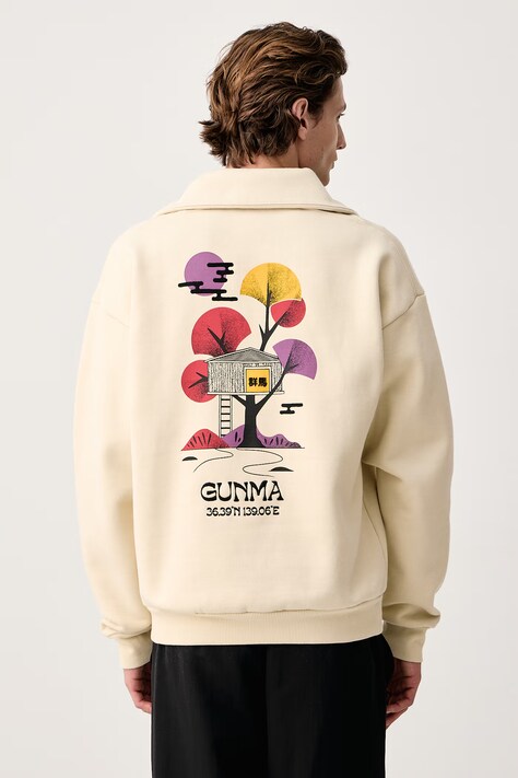 Napapijri Bluza oversize męska z bawełną Tenri beżowa NP0A8AVGN5E1