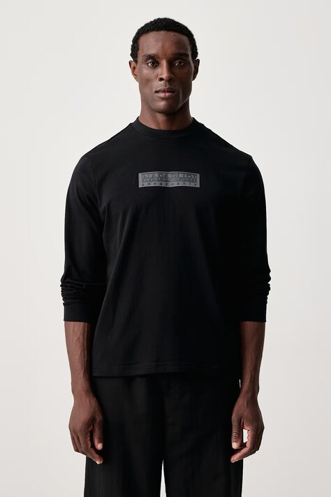 Napapijri Longsleeve męski bawełniany Box Logo czarny NP0A8BC59411