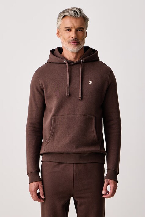 U.S. Polo Assn. Bluza z kapturem męska z bawełną DHM BB brązowa MUP3529
