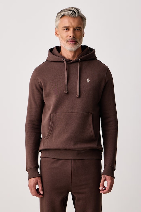 U.S. Polo Assn. Bluza z kapturem męska z bawełną DHM BB brązowa MUP3529