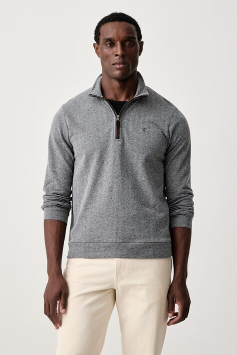 Hackett London Bluza męska z bawełną szara HM5800152