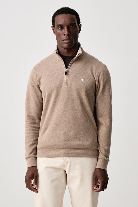 Hackett London Sweter męski bawełniany beżowy HM5800151