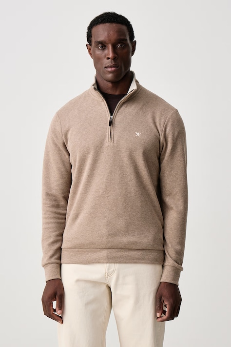 Hackett London Sweter męski bawełniany beżowy HM5800151