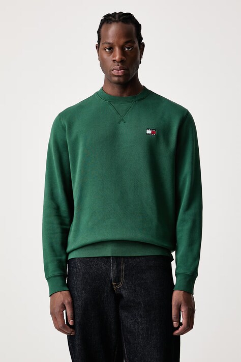 Tommy Jeans Mikina pánská s bavlnou zelená DM0DM23607