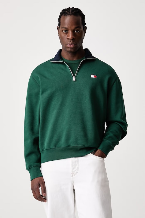 Tommy Jeans Mikina pánská s bavlnou zelená DM0DM23605