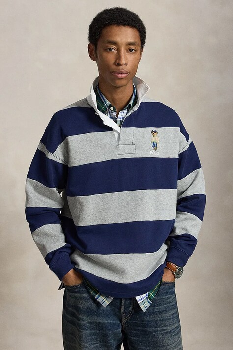 Polo Ralph Lauren Bluza męska z bawełną granatowa 710B27077