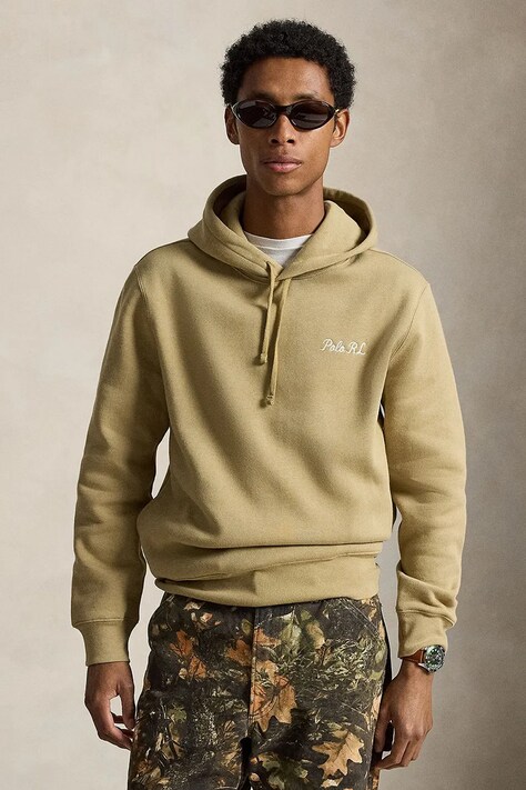 Polo Ralph Lauren Bluza z kapturem męska z bawełną beżowa 710B28794
