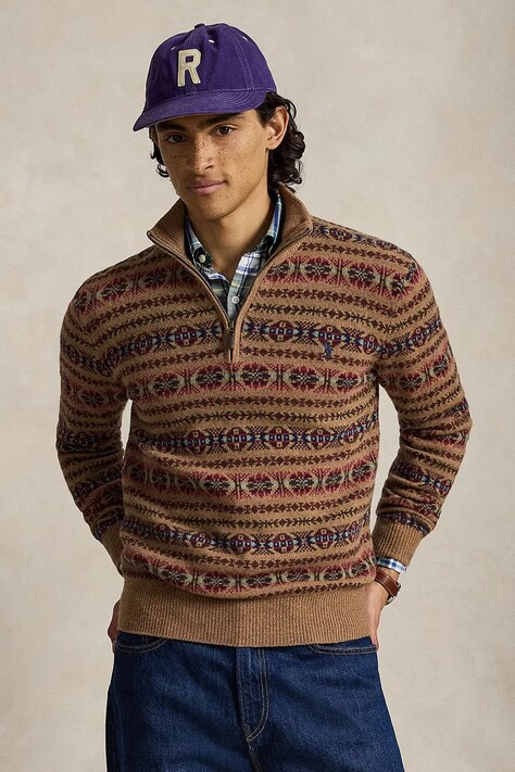 Polo Ralph Lauren Sweter męski wełniany brązowy 710B28589