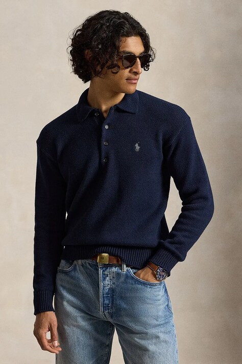 Polo Ralph Lauren Sweter męski bawełniany granatowy 710B27268
