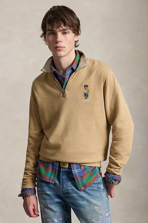 Polo Ralph Lauren Bluza męska z bawełną beżowa 710B27072