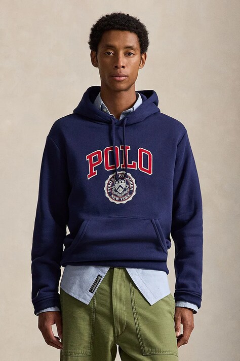 Polo Ralph Lauren Bluza z kapturem męska z bawełną granatowa 710B26149