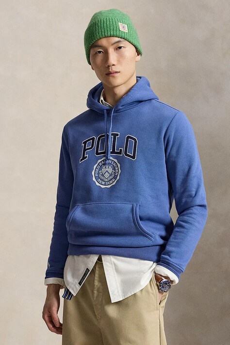Polo Ralph Lauren dukserica sa kapuljačom za muškarce s pamukom plava 710B26149