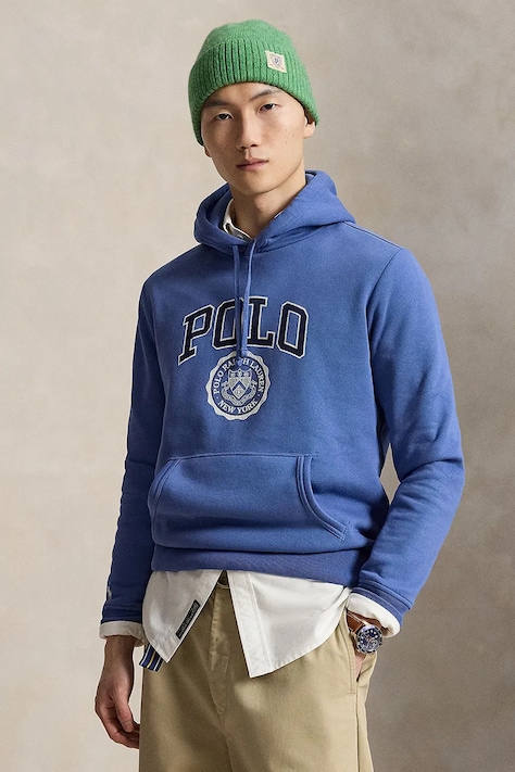 Polo Ralph Lauren bluza z kapturem męska z bawełną niebieska 710B26149
