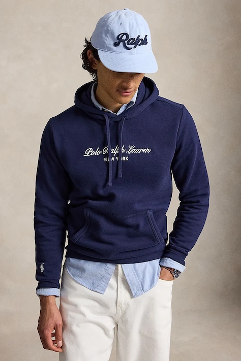 Polo Ralph Lauren bluza z kapturem męska z bawełną granatowa 710B26089