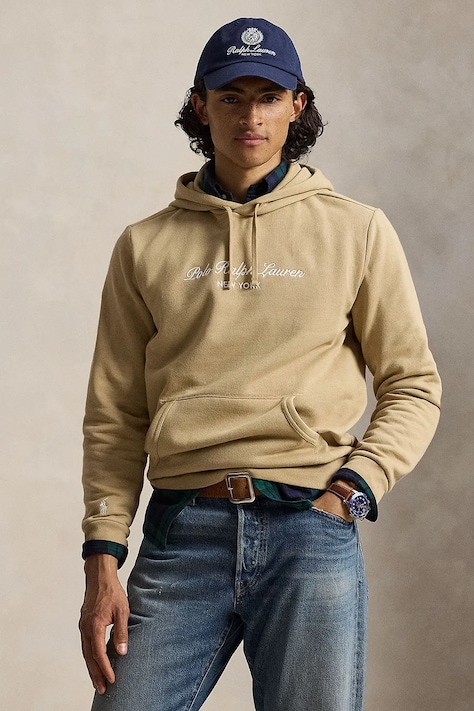 Polo Ralph Lauren Суичър с качулка мъжки с памук бежов 710B26089