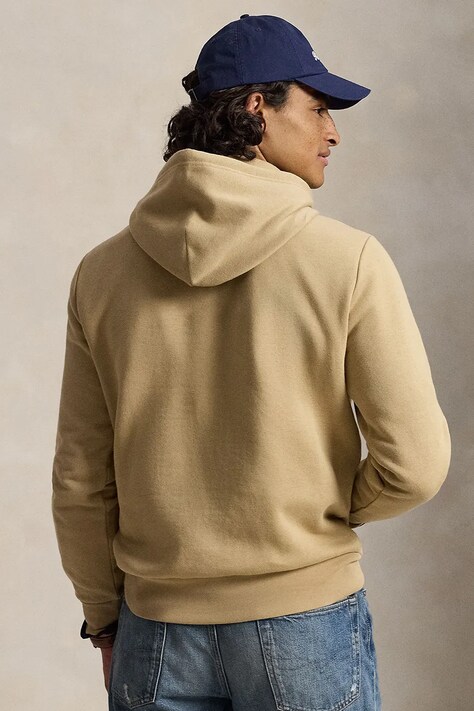 Polo Ralph Lauren Bluza z kapturem męska z bawełną beżowa 710B26089