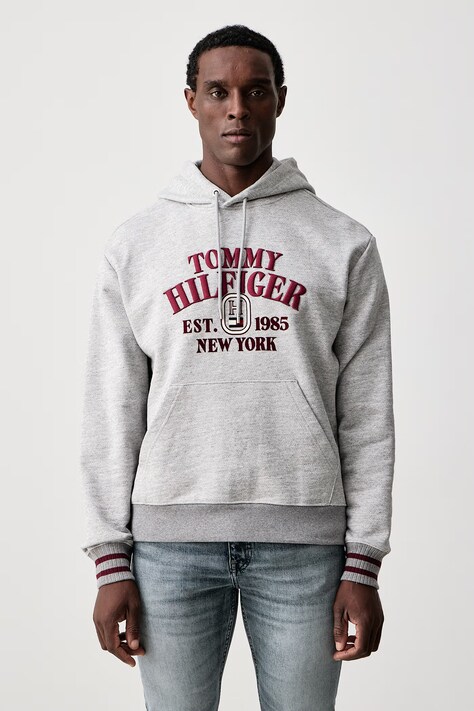 Tommy Hilfiger Mikina s kapucňou pánska bavlnená sivá MW0MW44954