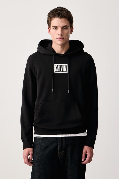 Calvin Klein Jeans Mikina s kapucí pánská s bavlnou černá LV04RH246G