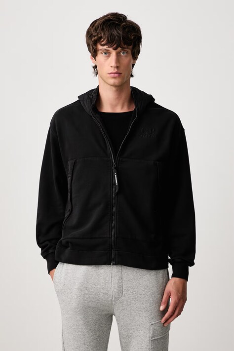 C.P. Company Bluza rozpinana męska bawełniana czarna 21CMSS032A005835M