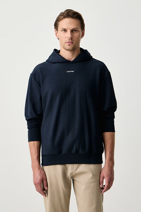 Calvin Klein Суичър с качулка мъжки с памук тъмносин LV04LH216G