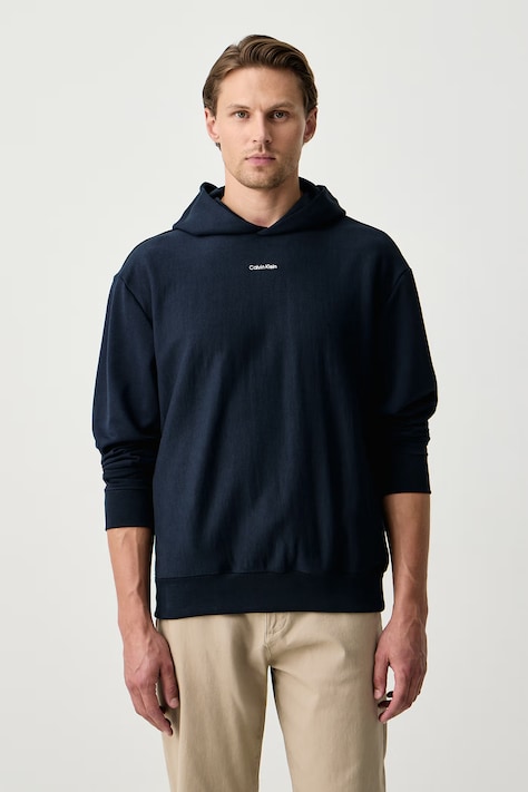 Calvin Klein Суичър с качулка мъжки с памук тъмносин LV04LH216G