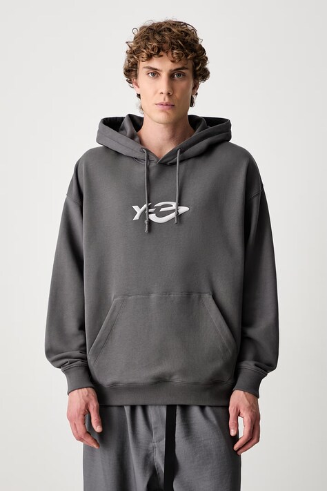 Y-3 LIQUID LG FT HD bluza z kapturem bawełniana męska szara KZ0841