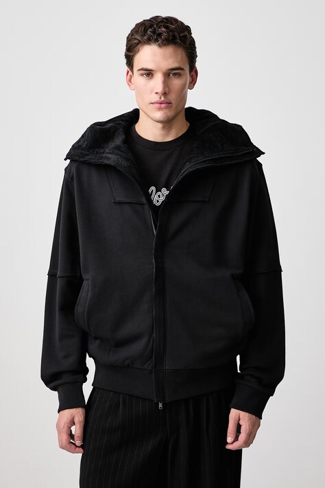 Y-3 FT NINJA HD bluza rozpinana z kapturem bawełniana męska czarna KR1073