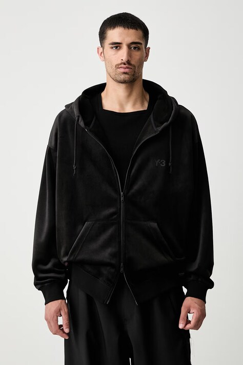 Y-3 VELVET ZIP HD bluza rozpinana z kapturem welurowa męska czarna IA4371