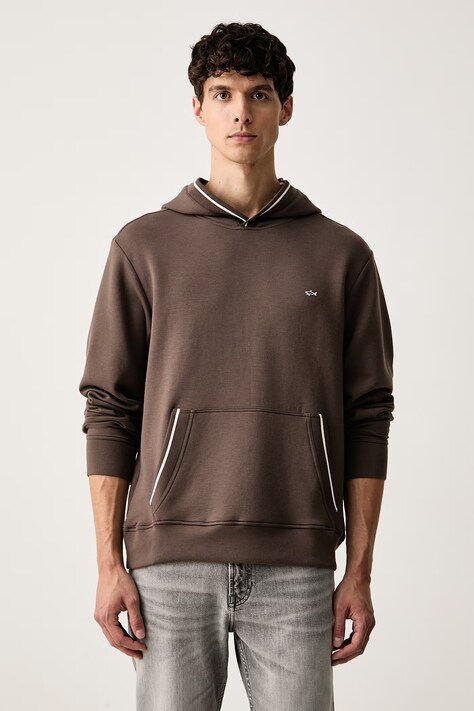 Paul&Shark bluza z kapturem męska z modalem brązowa 16311805