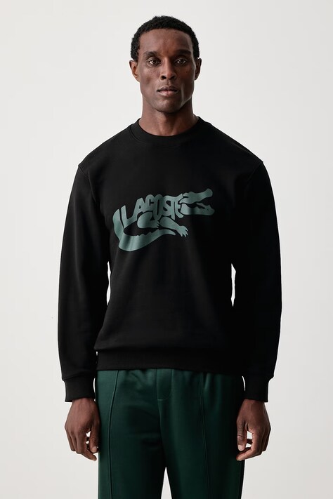 Lacoste Hanorac pentru bărbați din bumbac negru SH9989