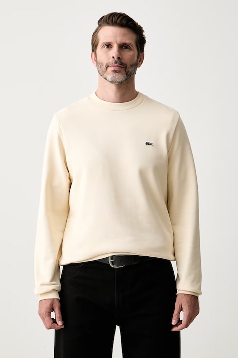 Lacoste суичър мъжки от памук бежов SH9801