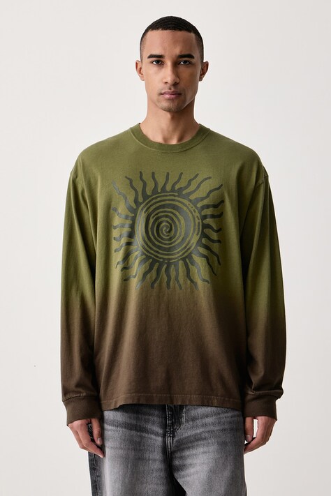 Vans Суичър мъжки от памук BThom Sun LS зелен VN000U68GRK1