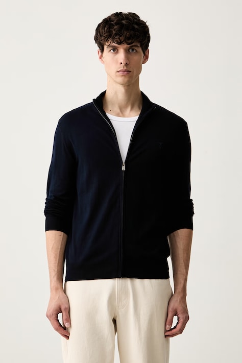 Trussardi sweter rozpinany męski z wiskozą granatowy M0188000085N