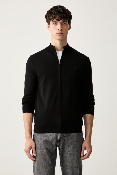 Trussardi sweter rozpinany męski z wiskozą czarny M0188000085N