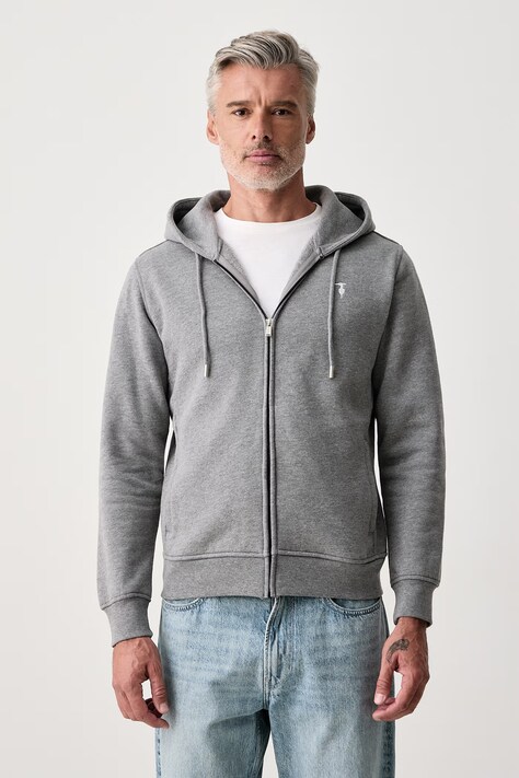 Trussardi Bluza rozpinana z kapturem damska z bawełną szara G8508500257N