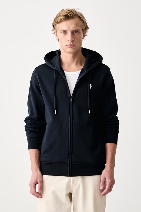 Trussardi Bluza rozpinana z kapturem męska bawełniana granatowa G8508000256N