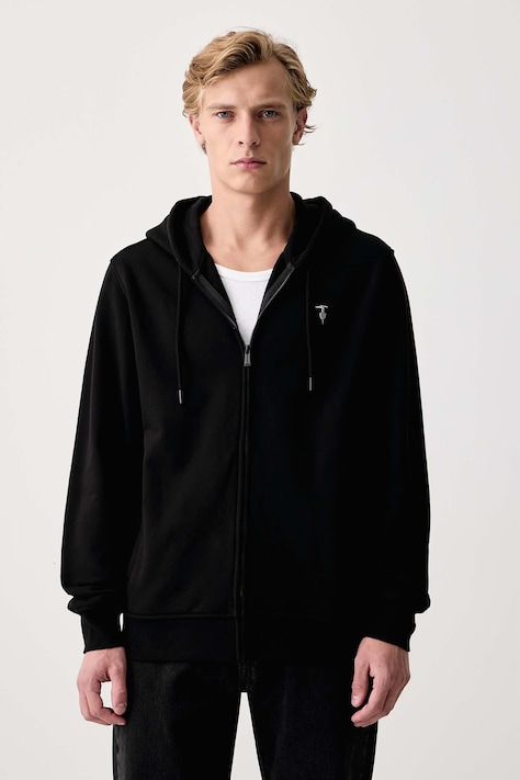Trussardi Bluza rozpinana z kapturem męska bawełniana czarna G8508000256N
