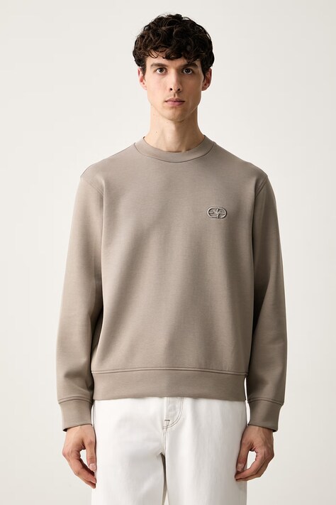 Emporio Armani bluza z kapturem męska z bawełną beżowa EM004540 AF10013
