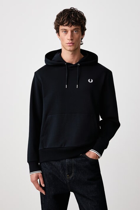 Fred Perry Bluza z kapturem męska bawełniana granatowa M3492