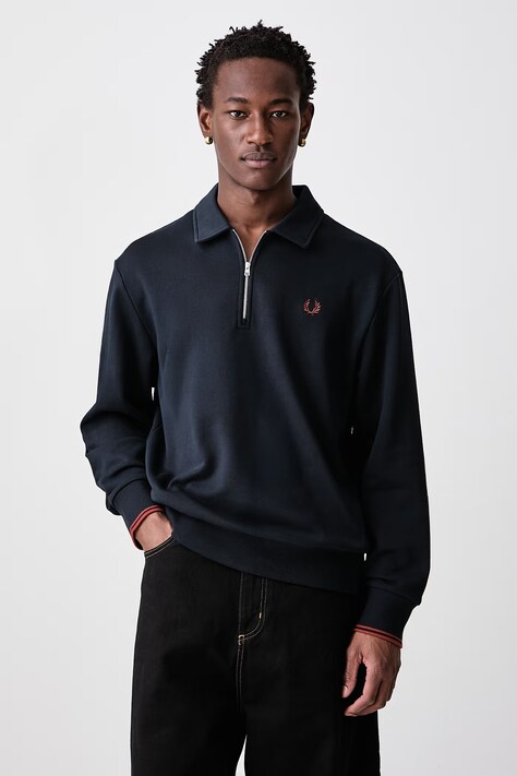 Fred Perry Bluza męska bawełniana granatowa M2426