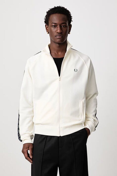 Fred Perry Bluza rozpinana męska z bawełną beżowa J5557