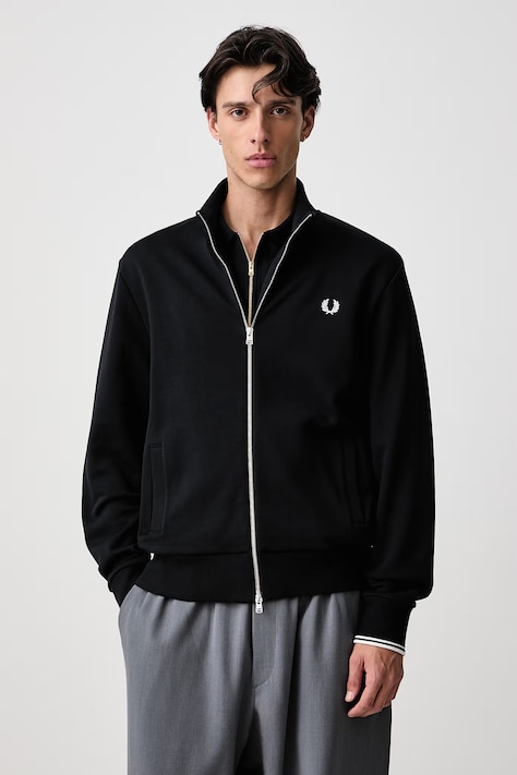 Fred Perry Bluza rozpinana męska bawełniana czarna J3340
