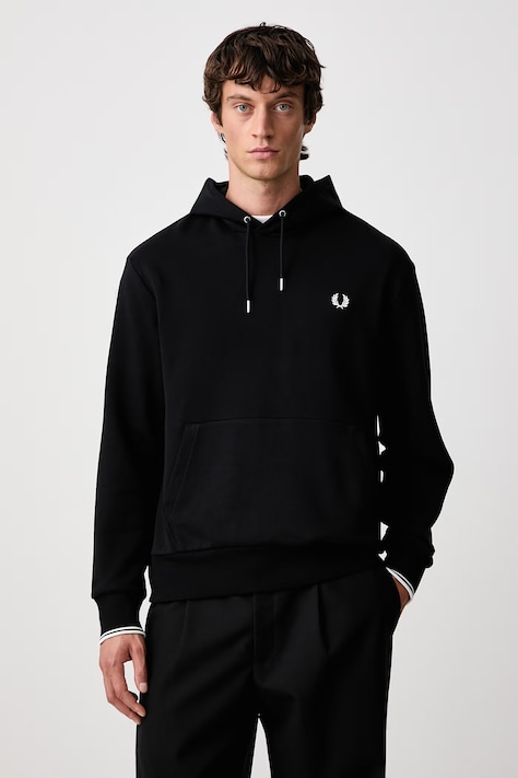 Fred Perry Bluza z kapturem bawełniana męska czarna M3492