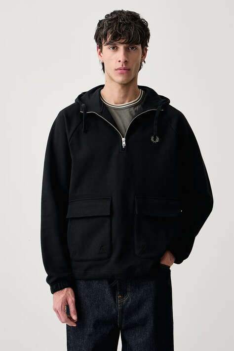 Fred Perry Bluza z kapturem męska bawełniana czarna M3673