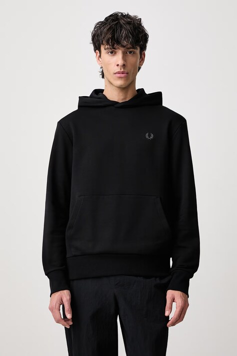 Fred Perry Bluza z kapturem bawełniana męska czarna M3498