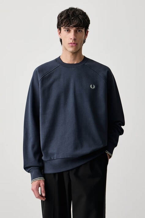 Fred Perry Bluza męska bawełniana granatowa M3495