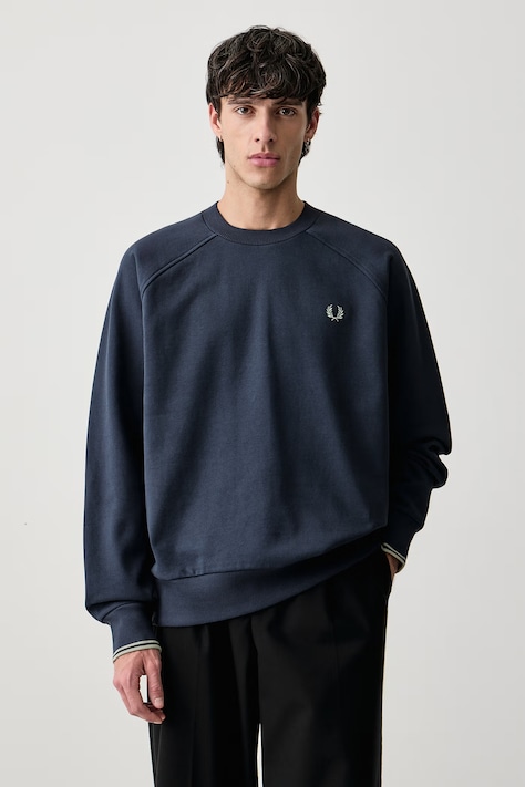 Fred Perry Bluza męska bawełniana granatowa M3495