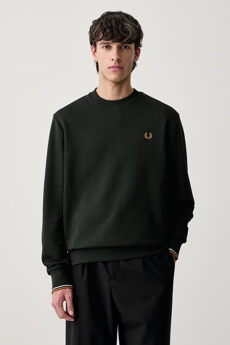 Fred Perry Bluza męska bawełniana zielona M7535
